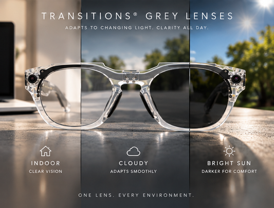Oakley Meta HSTN Smart Glasses (Transitions Grey Lenses, Clear Frame)