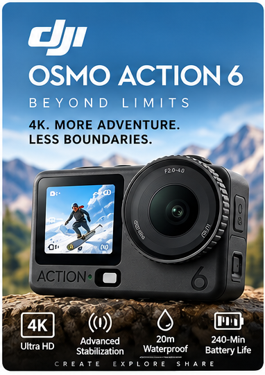 DJI Osmo Action 6 Adventure Camera Combo Black | 4K Waterproof Action Camera