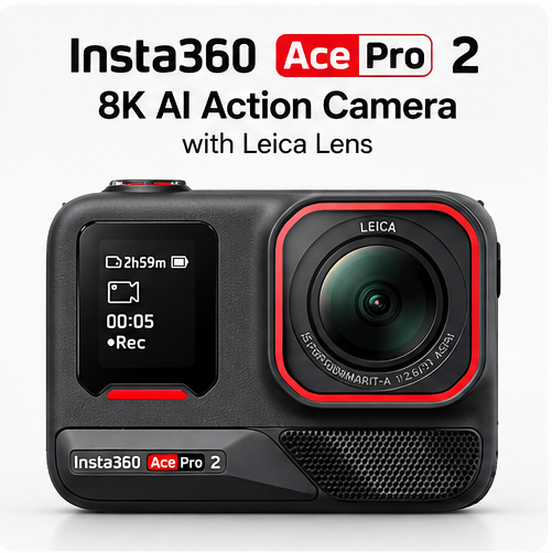 Insta360 Ace Pro 2 8K Action Camera — Midnight Black | Dual Battery