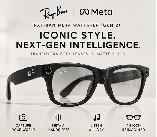 Ray-Ban Meta - Wayfarer (Gen 2) glasses with Meta AI-Transitions Grey lenses -Matte Black