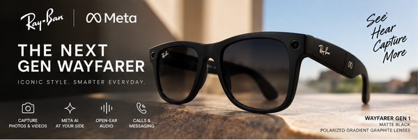 Ray-Ban Meta Wayfarer Gen 1 Smart Glasses (Matte Black, Polarized Gradient Graphite Lenses)