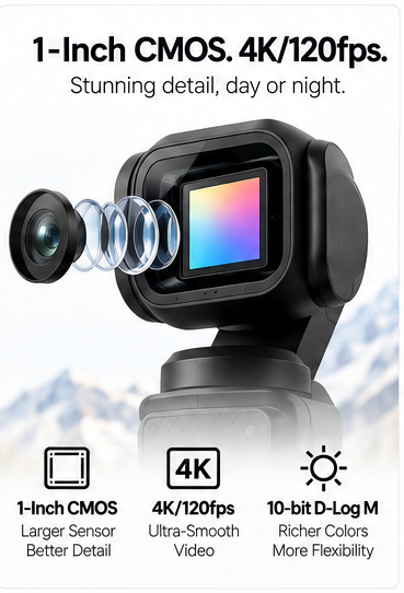 DJI Osmo Pocket 3 Standard - 3-Axis Stabilized 4K Handheld Camera with Rotatable Touchscreen - Gray
