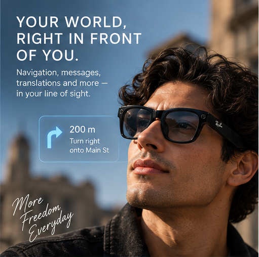 Meta - Ray-Ban Display & Neural Band | AI glasses with in-lens display - Shiny frame