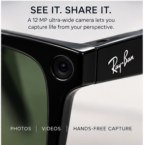Ray-Ban Meta - Wayfarer (Gen 2) glasses with Meta AI, Audio, Photo, Video Compatability - Transitions Green lenses - Shiny Black