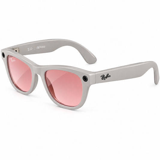 Ray-Ban Meta Skyler glasses with Meta AI, Audio, Photo, Video Compatibility (Pink Lenses) Shiny Chalky Gray