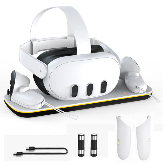 Meta Quest 3 Charging Dock Station Compatible with Oculus Meta 3 Headset and Controllers, Fast VR Charging Station with LED Light