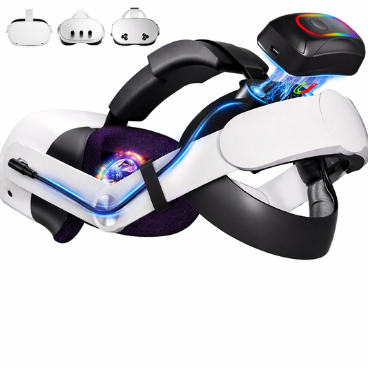 10000mAh Dual Magnetic Battery Head Strap Compatible with Meta Oculus Quest 2/3/3S, Cool RGB Battery Pack & Easy to Replace Extend VR Playtime-Premium Comfort & Adjustable, Reduce Facial Stress