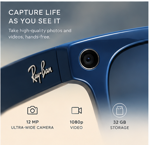 Ray-Ban Meta - Wayfarer (Gen 2) glasses with Meta AI-Transitions Sapphire lenses-Shiny Cosmic Blue