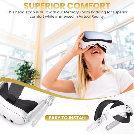 Meta Quest 3 Elite Comfort Strap with Memory Foam Back Padding for Optimal Comfort