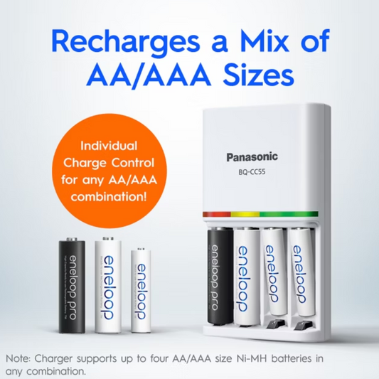 Panasonic eneloop BQ-CC55N Smart \& Quick Battery Charger for AA/AAA Ni-MH Batteries