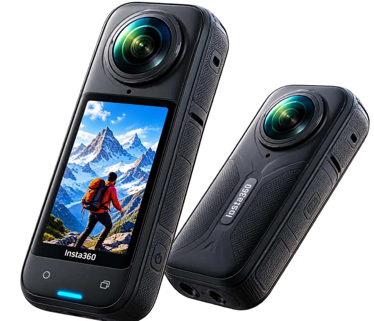 Insta360 X5 360-degree action camera, front and back
