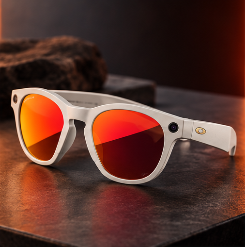 Oakley Meta HSTN Smart Glasses (Prizm Ruby Lenses, Warm Grey Frame)