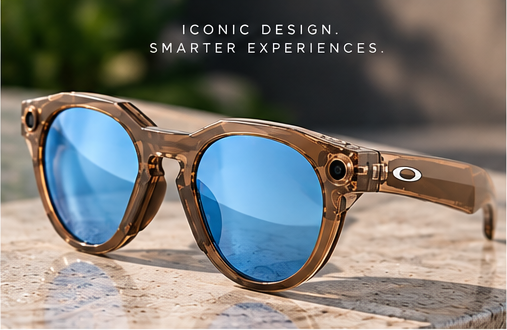 Oakley Meta HSTN Smart Glasses (Prizm Deep Water Polarized Lenses, Brown Smoke Frame)