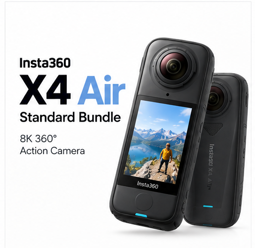 Insta360 X4 Air Standard Bundle – 8K 360° Lightweight Action Camera (Graphite Black)