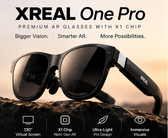 XREAL One Pro AR Glasses with X1 Chip,XR Glasses for iPhone 17/16, Steam Deck, ROG, Mac, PC, Android & iOS M (IPD 57-66mm)