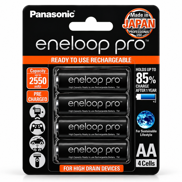 Panasonic Eneloop Pro AA Rechargeable Batteries 2550mAh – 4 Pack
