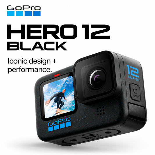 GoPro HERO12 Black Waterproof Action Camera 5.3K Video | 2-Year International Warranty
