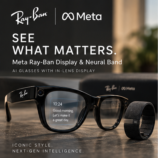 Meta - Ray-Ban Display & Neural Band | AI glasses with in-lens display - Shiny frame