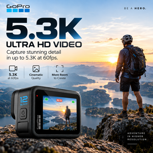 GoPro HERO12 Black Waterproof Action Camera 5.3K Video | 2-Year International Warranty
