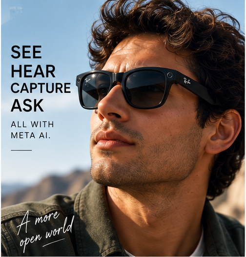 Ray-Ban Meta Wayfarer Smart Glasses with Meta AI (Matte Black, Polarized Gradient Graphite Lenses)