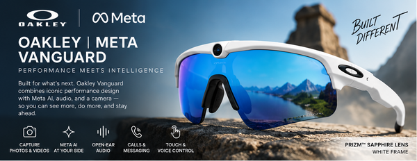 Oakley | Meta Vanguard with Meta AI, Audio, Photo, Video Compatibility - White, Prizm™ Sapphire