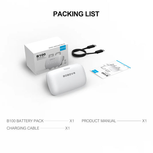 BOBOVR B100 Battery Pack 10000mAh | Hot-Swap VR Battery for S3 Pro / E3 Pro | Fast Charging VR Power Pack