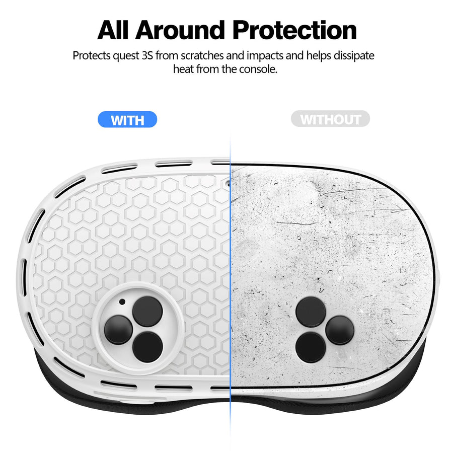 Silicone Front Shell Cover for Meta Quest 3S – White Honeycomb