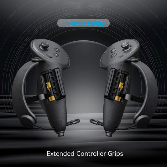 AMVR Extended Controller Grips for Meta Quest 3 – Anti-Slip Silicone Handle Cover with Quick Battery Access & Adjustable Knuckle Straps