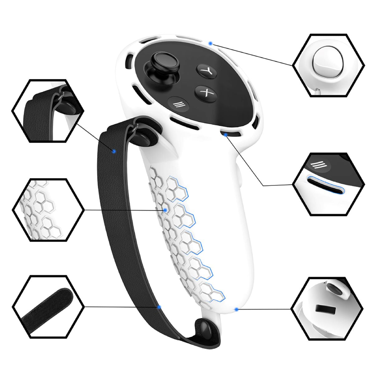 Pro-Grip Knuckle Straps for Meta Quest 3 – Arctic White