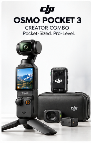DJI Osmo Pocket 3 Creator Combo 4K Handheld Camera with 3-Axis Stabilization
