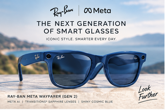 Ray-Ban Meta - Wayfarer (Gen 2) glasses with Meta AI-Transitions Sapphire lenses-Shiny Cosmic Blue