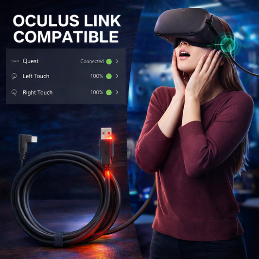 VR Link Cable 16FT USB 3.0 High-Speed 5Gbps Data Transfer Cord, Compatible with Quest 2/3/3S, Apple Vision Pro, PC Gaming Headset for Fast Charging & Smooth VR Play