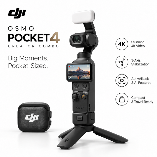 DJI Osmo Pocket 4 Creator Combo – 6K Gimbal Camera with DJI Mic 3 & Wide-Angle Lens