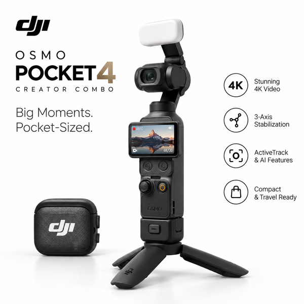 DJI Osmo Pocket 4 Creator Combo – 4K Gimbal Camera with DJI Mic 3 & Wide-Angle Lens