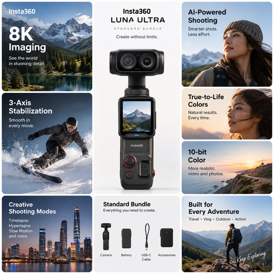 Insta360 Luna Ultra Standard Bundle – 8K AI Action Camera
