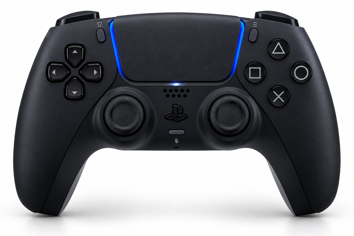 Sony DualSense wireless PS5 controller in black front view