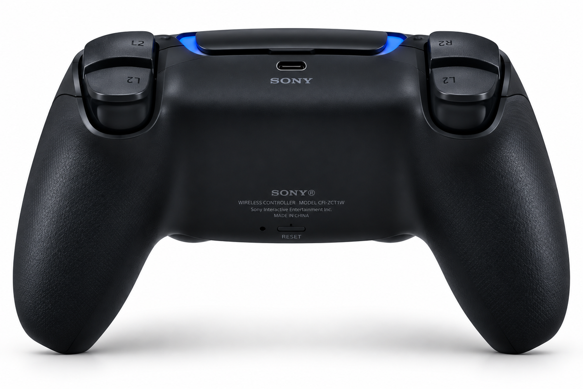 Sony DualSense wireless PS5 controller in black rear view