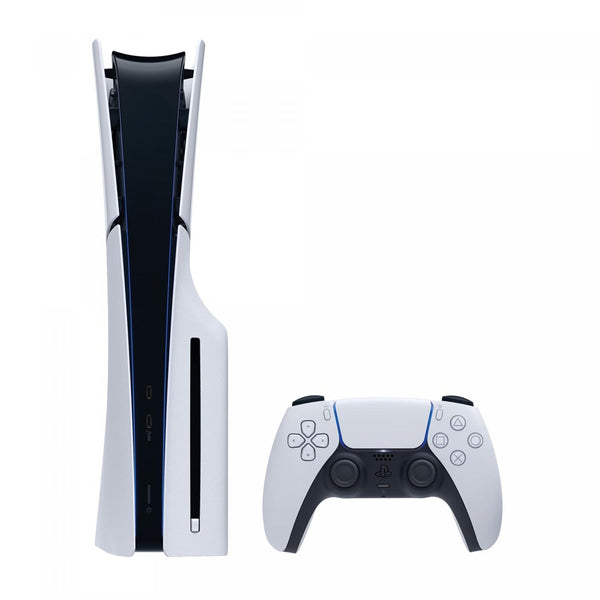 Sony PlayStation 5 Slim Disc Edition console with DualSense wireless controller