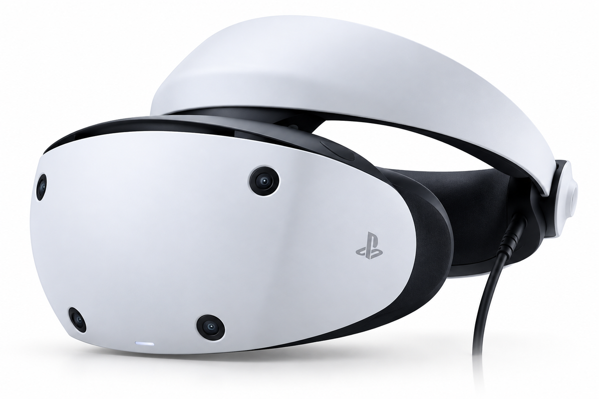 Sony PlayStation VR2 virtual reality headset front three-quarter view