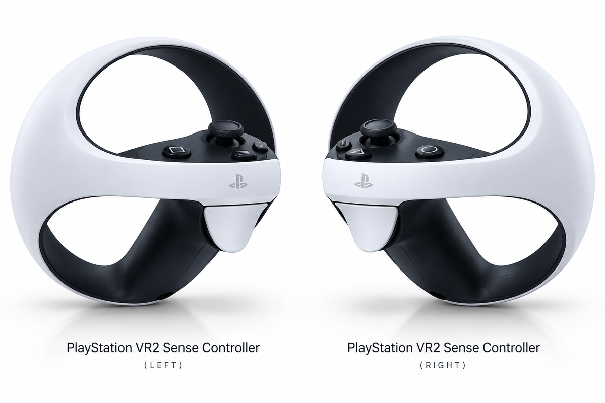 Sony PlayStation VR2 Sense controllers left and right with haptic feedback and adaptive triggers