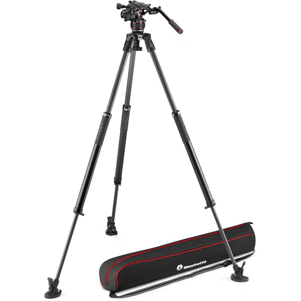 Manfrotto NITROTECH N8 Video Head with Carbon Fiber Twin-Leg Tripod MVKN8TWINMC