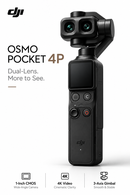 DJI Osmo Pocket 4P [Black 128GB] – Dual-Lens Cinematic Pocket Gimbal Camera