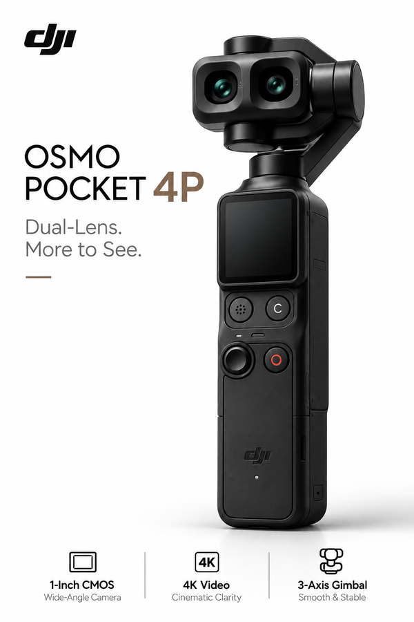 DJI Osmo Pocket 4P [Black 128GB] – Dual-Lens Cinematic Pocket Gimbal Camera