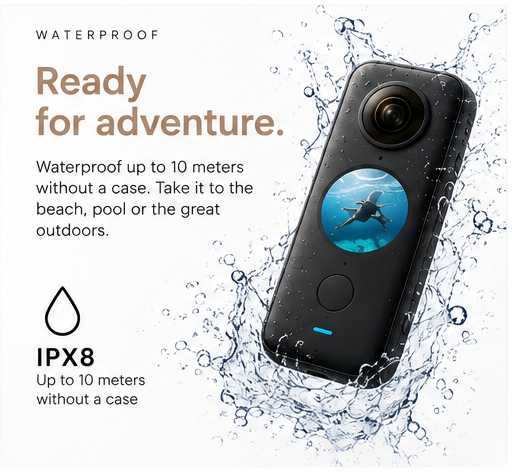 Insta360 ONE X2 360° Waterproof Action Camera – 5.7K 360° Video & FlowState Stabilization
